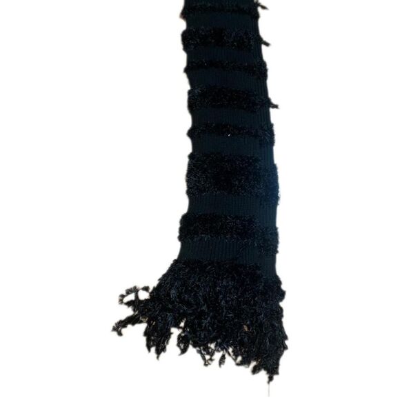 Y2K 2000 Women's Black Chenille blend Scarf - Picture 2 of 3